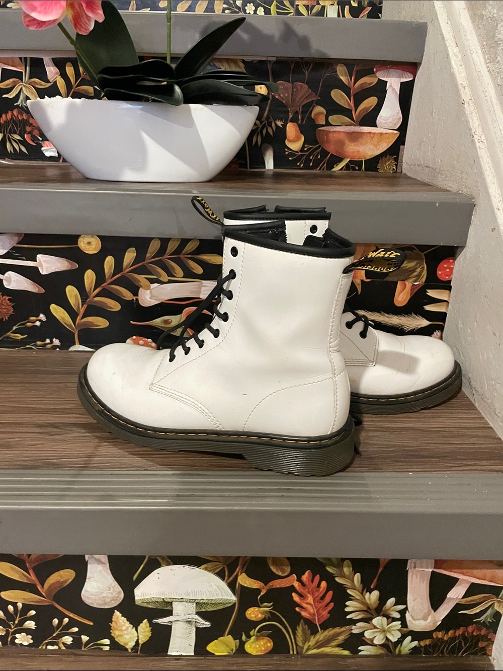 White Lace-Up Combat Boots - Brand
